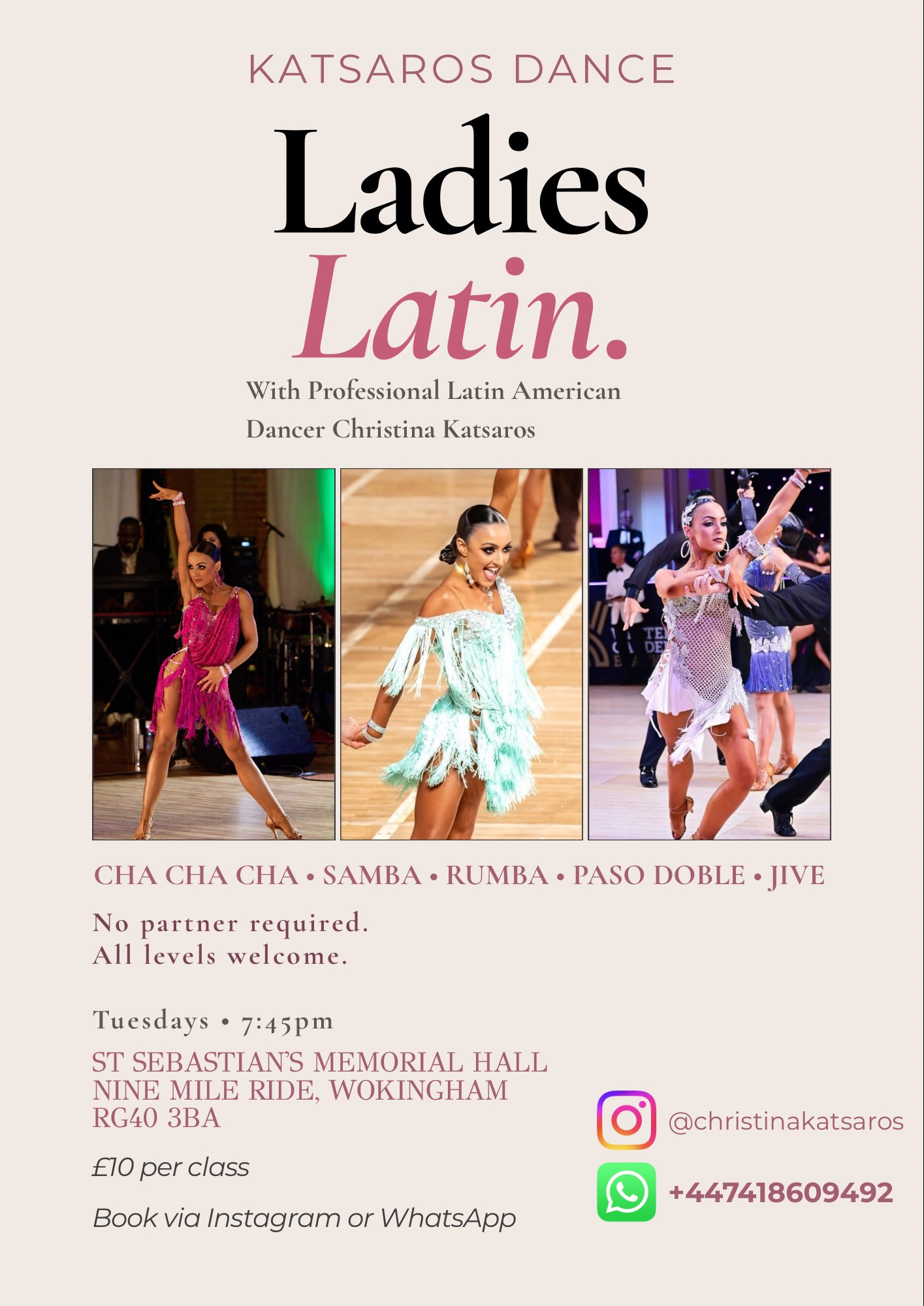 Ladies Latin dance class in Wokingham with Christina Katsaros